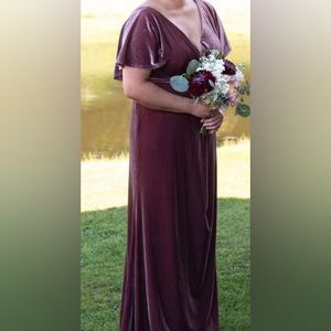 Revelry Velvet Dusty Rose Bridesmaids dress with sleeves. Only worn once!